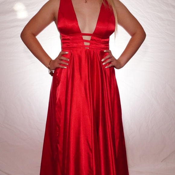 ruby red prom dress